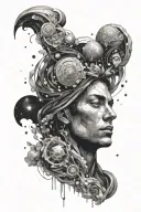 about the idea that man is made of stardust form the distant cosmos. make it abstract tattoo design idea