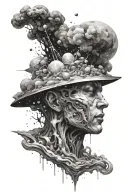 about the idea that man is made of stardust form the distant cosmos. make it abstract tattoo design idea