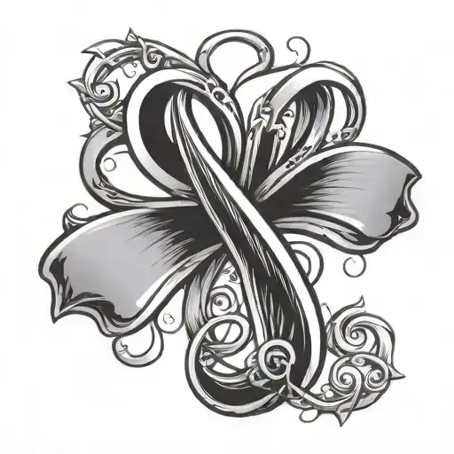 migraine awareness ribbon intertwined tattoo design idea