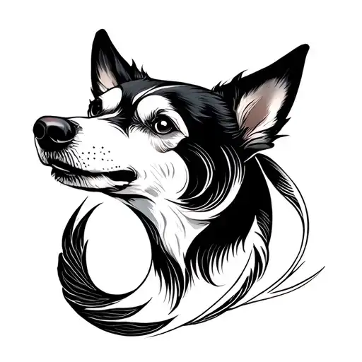 Pisces zodiac symbol Dog animal surrounded tattoo design idea