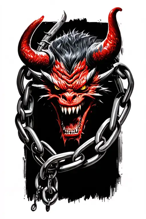 Furious chain demon tattoo design idea