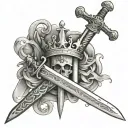 A sword with 2 crown surrounded tattoo design idea