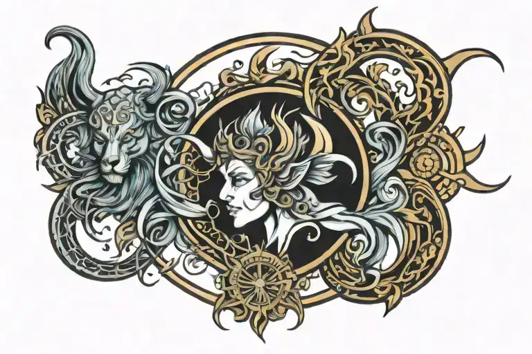 Aquarius sun Taurus moon Leo rising tattoo design idea