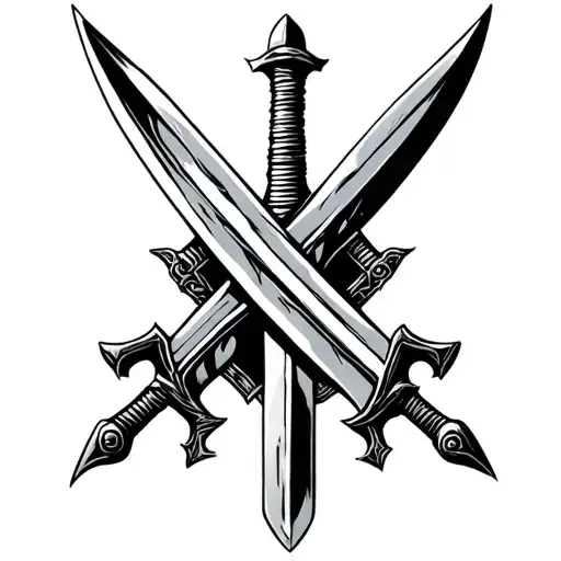 three swords crossed tattoo design idea