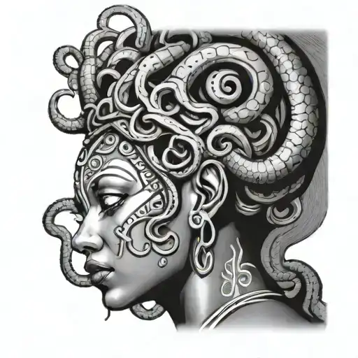 African culture urban medusa tattoo design idea