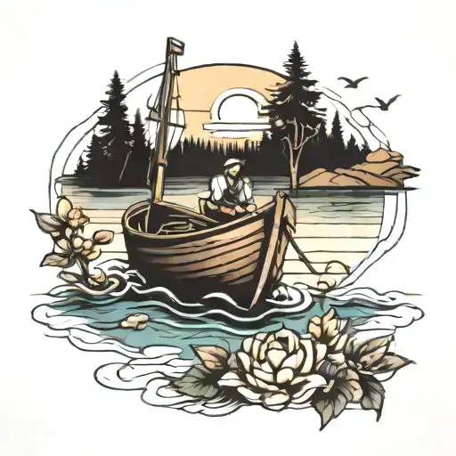 row Boat tattoo design idea