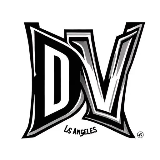 los angeles logo but instead DV initials tattoo design idea