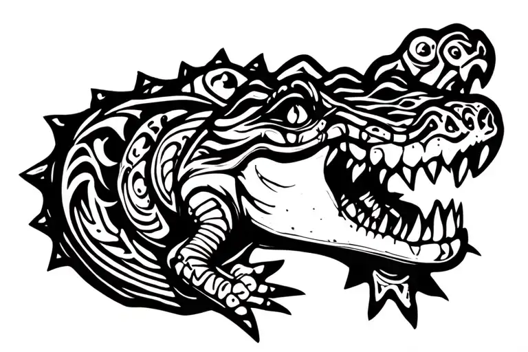 crocodile Rulet gambling cocaine tattoo design idea