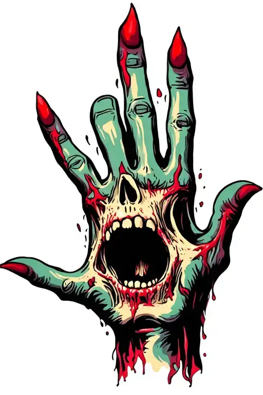 Upwards zombie hand missing index and middle finger tattoo design idea