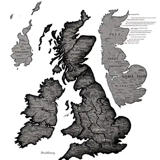 old map of the United Kingdom  tattoo design idea