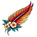 Phoenix feather with flowers tattoo design idea