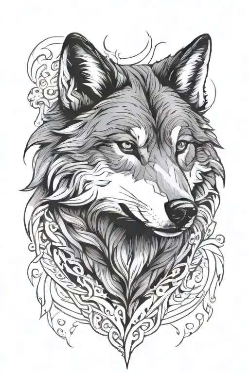 I want a wolf face. The design would be blend to my skin (filipino color) for men. make it simple and meaningful.  tattoo design idea