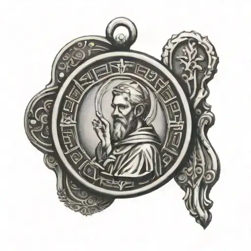 saint benedict medal tattoo design idea