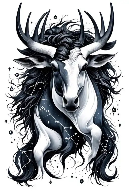 virgo and taurus constellation intertwined tattoo design idea