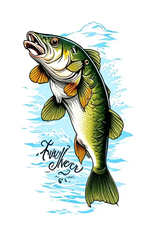 Bass fishing arm sleeve tattoo design idea