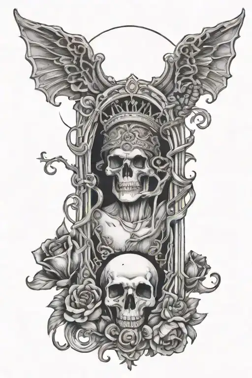 life and death tarot card tattoo design idea