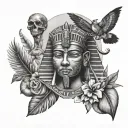hawaii and egypt tattoo design idea