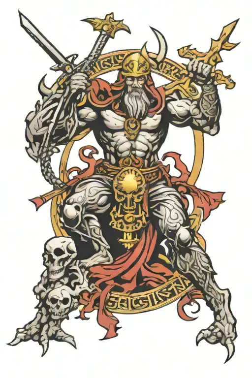 all religions gods of war tattoo design idea