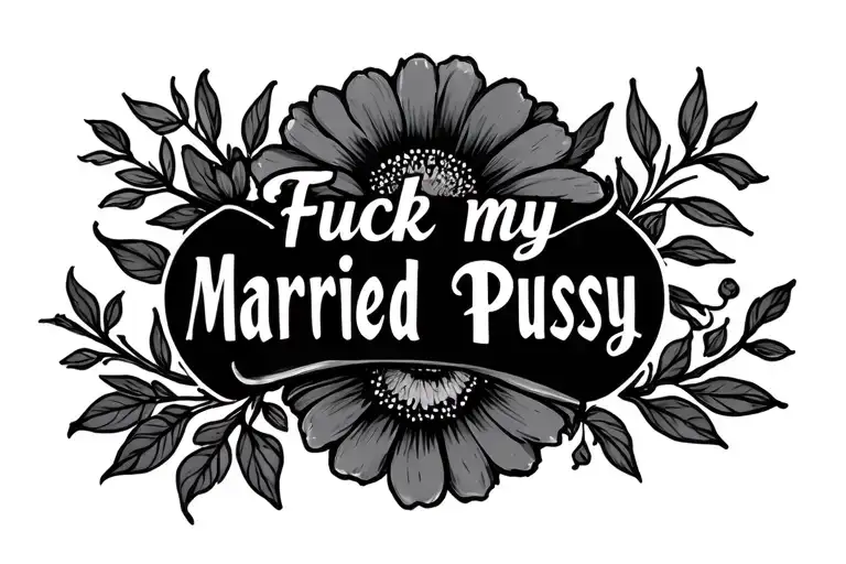 "Fuck my married pussy" vulva shaped flower tattoo design idea