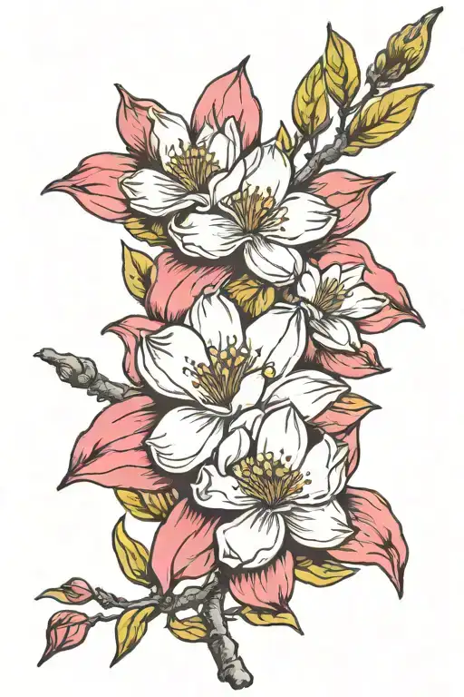 Magnolia branch tattoo design idea