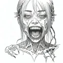 Black And White Anime Girl gore horror gothic Junji Ito Style  tattoo design idea
