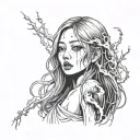 Black And White Anime Girl gore horror gothic Junji Ito Style  tattoo design idea