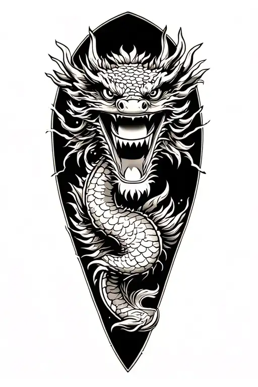 dragon boat inside representing the client's strength and smiling tattoo design idea