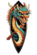 dragon boat inside representing the client's strength and smiling tattoo design idea
