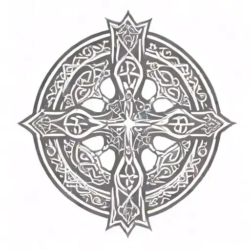 celtic cross in a circle tattoo design idea