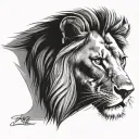 lion with scar on eye tattoo design idea