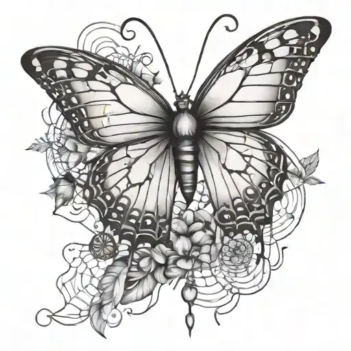 butterfly and spider web sleve tattoo tattoo design idea
