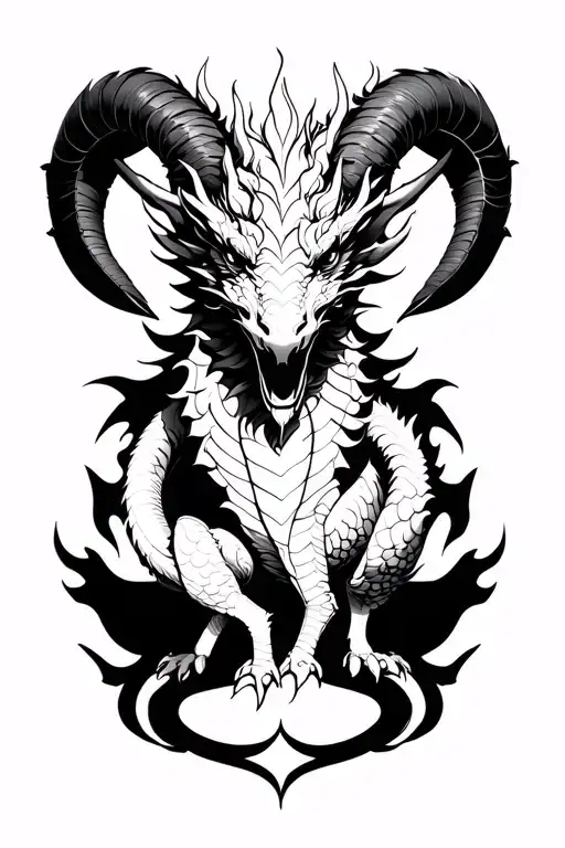 Gemini Zodiac Aries Dragon tattoo design idea