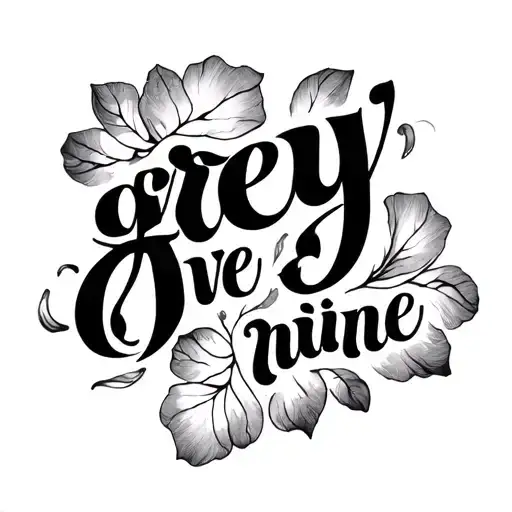 i want it to say “grey five nine” in a cursive font. i want it to be linework but also dark and realistic. the mood is m tattoo design idea