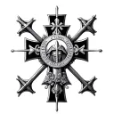 a medieval cross with the medallion of Saint Benedict and a Knight Templar tattoo design idea