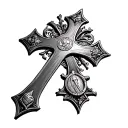 a medieval cross with the medallion of Saint Benedict and a Knight Templar tattoo design idea