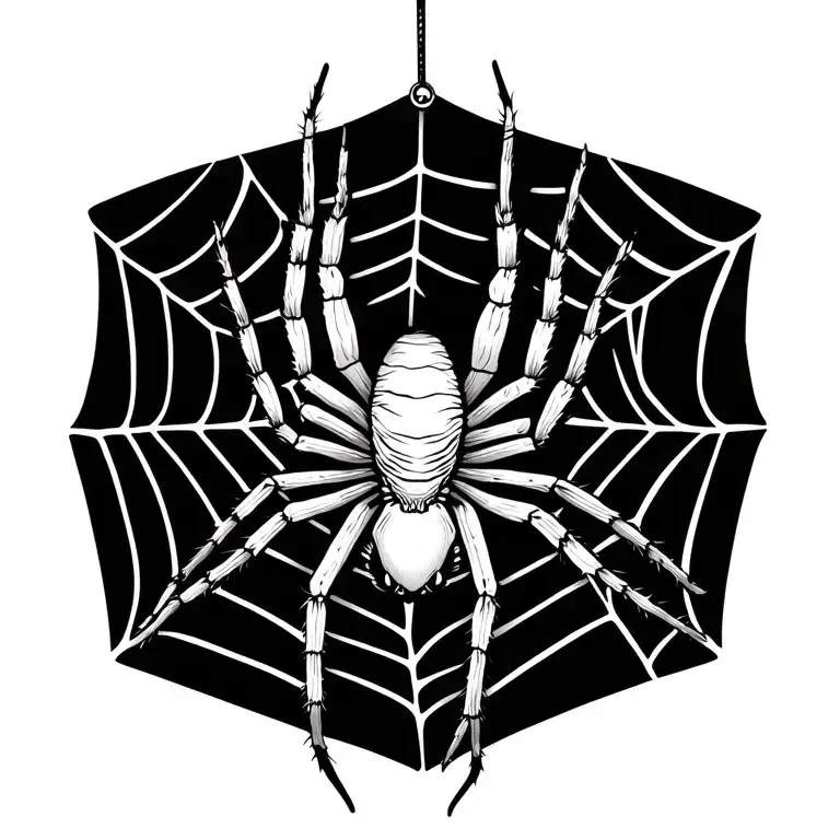 spider hanging from web design tattoo design idea
