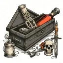 syringe and a coffin tattoo design idea