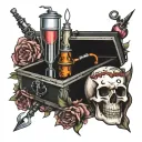 syringe and a coffin tattoo design idea