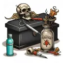 syringe and a coffin tattoo design idea