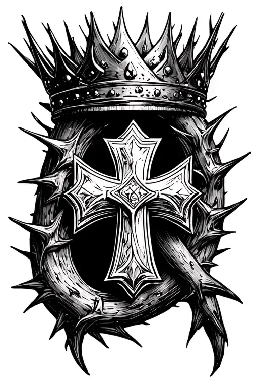 Cross with Thorn Crown tattoo design idea