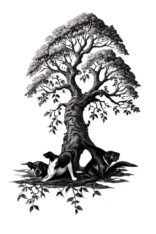 a tree or vine representing memorial for my dogs on my spine  tattoo design idea