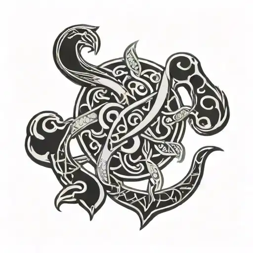 pictish symbols full leg sleeve tattoo design idea