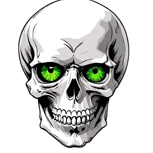 green eyed traditional skull tattoo design idea