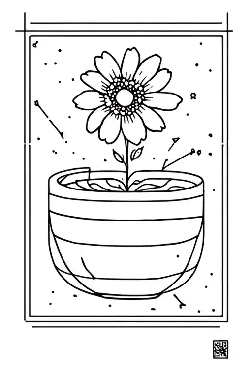hitchikers guide through the galaxy, wale, flower pot, marvin, fineline, geometric tattoo design idea