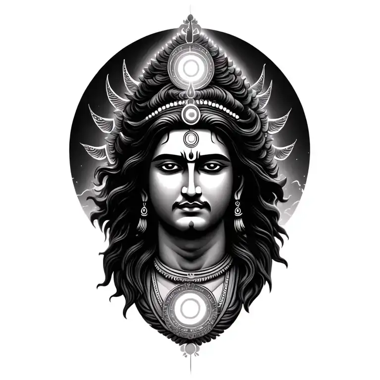 Lord Shiva anhata chakra symbol surrounded tattoo design idea