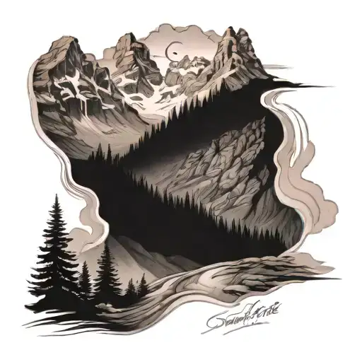 endurance running mountain landscape inspired tattoo design idea