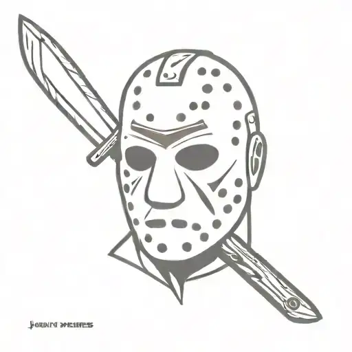 Jason Voorhees with a machete and friday 13th tattoo design idea