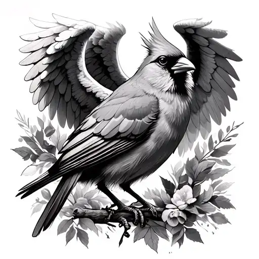 Cardinal With Angel Wings tattoo design idea