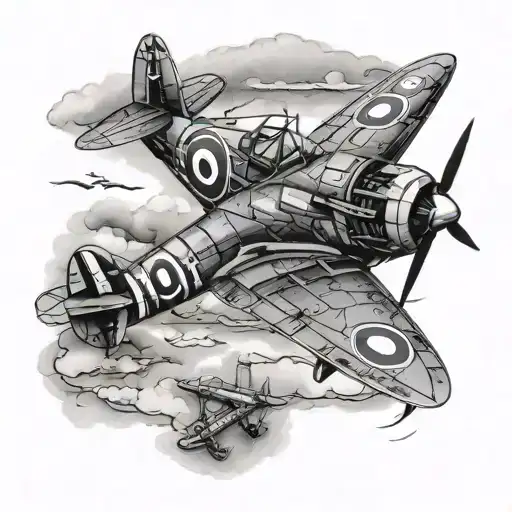 World war 2 spitfire plane tattoo design idea