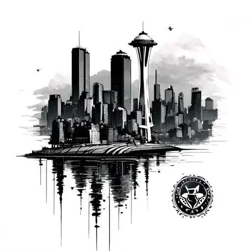 Rajesh, gemini, Seattle skyline silohuette tattoo design idea